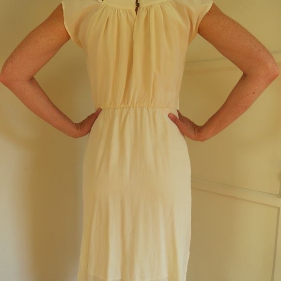 Ivory Silk Dress with Crochet Neckline Size Small - Picture 4 of 13
